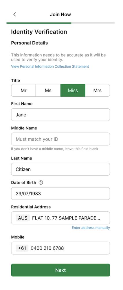 Create a TAB account using the TAB app (New App).